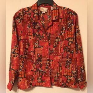 Vintage Jacklyn Smith red orange blouse size 16